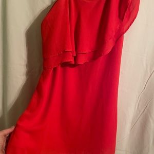 TCEC coral Ruffle Dress NWOT Junior Medium Special Occasion one shoulder Aline